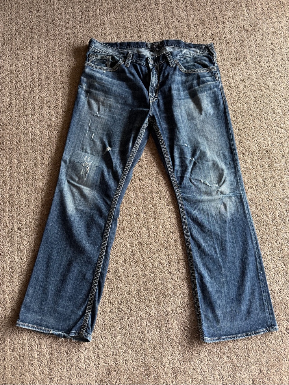 Men's Washed Blue Straight Jeans